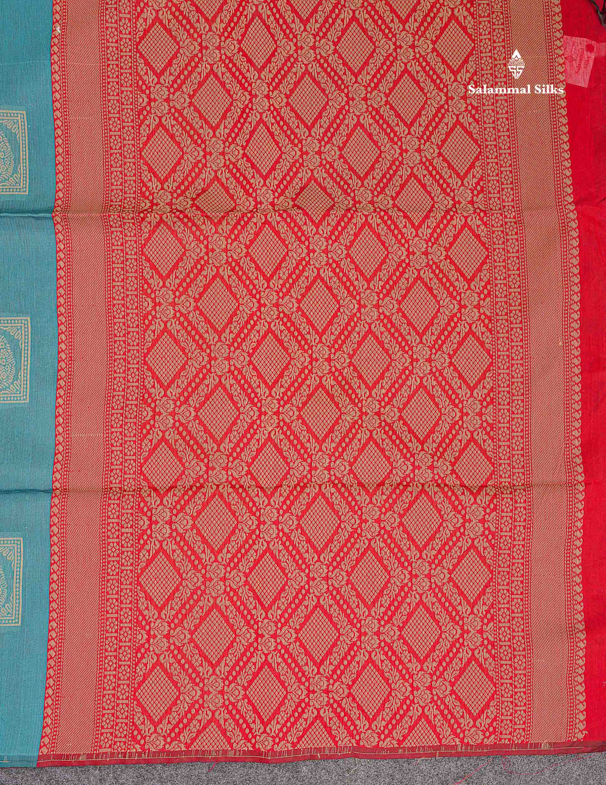 Cora Cotton Saree - Ramar Blue Colour Body Thread Butta With Maroon Blouse