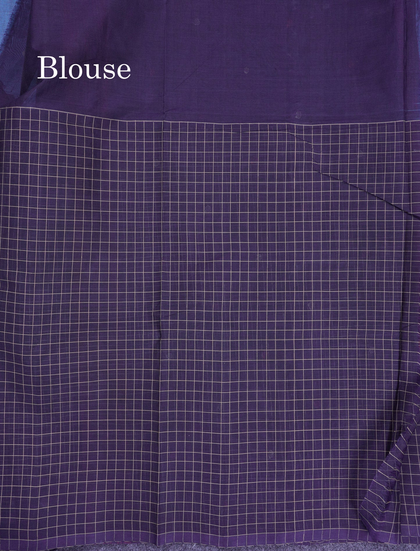 Beautiful Half And Half Peacock Blue & Navy Blue Thread Work Butta Handloom Pure Cotton Saree With Contrast Navy Blue Blouse