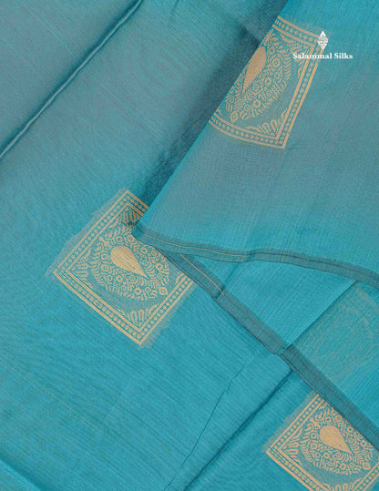 Cora Cotton Saree - Ramar Blue Colour Body Thread Butta With Maroon Blouse