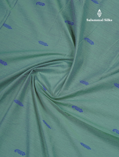 Beautiful Sapphire Green Kalyani Cotton Saree With Contrast Navy Blue Blouse