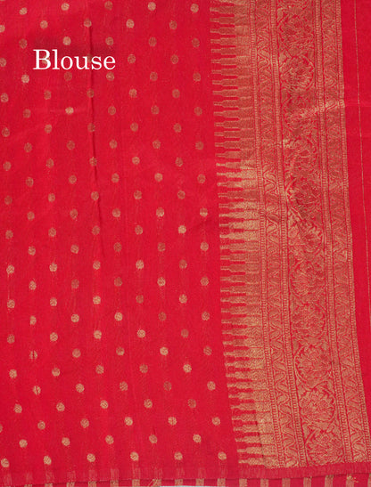 Bottle Green Semi Georgette Saree With Fancy Self Border