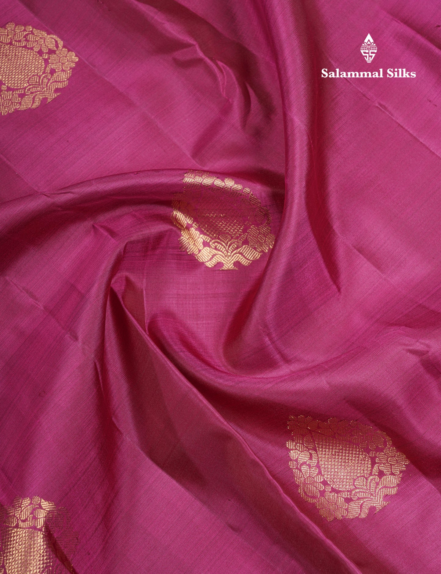 Magenta Pure Kanjivaram Silk Saree With Contrast Purple Border