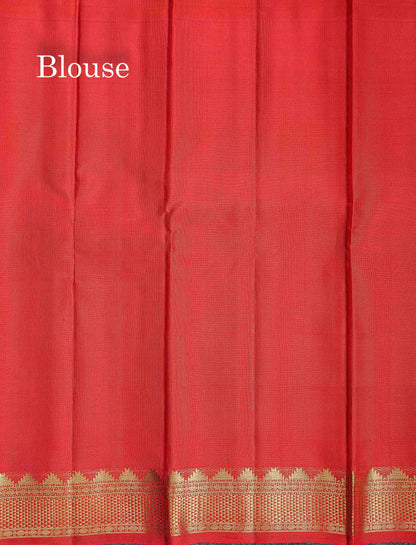 Pure Kanjivaram Silk Saree - Paalum Pazham Checks With Traditional Small Border