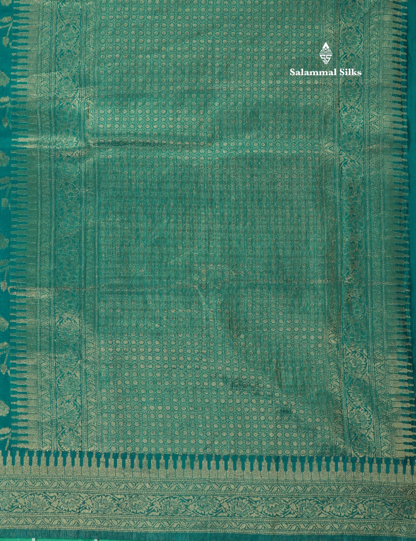 Bottle Green Semi Georgette Saree With Fancy Self Border
