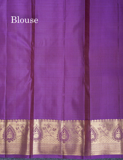 Magenta Pure Kanjivaram Silk Saree With Contrast Purple Border