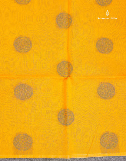 Cora Cotton Saree - Yellow Colour Body Thread Butta With Blouse