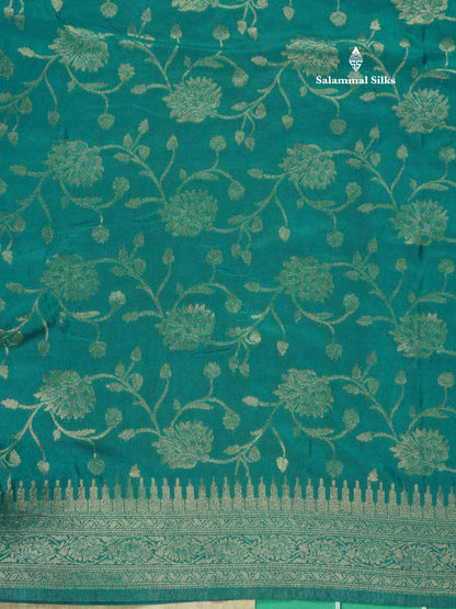 Bottle Green Semi Georgette Saree With Fancy Self Border
