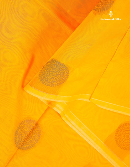 Cora Cotton Saree - Yellow Colour Body Thread Butta With Blouse