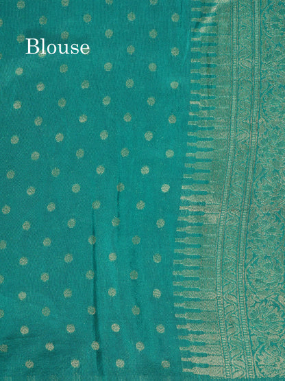 Bottle Green Semi Georgette Saree With Fancy Self Border