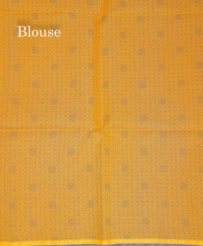 Cora Cotton Saree - Yellow Colour Body Thread Butta With Blouse