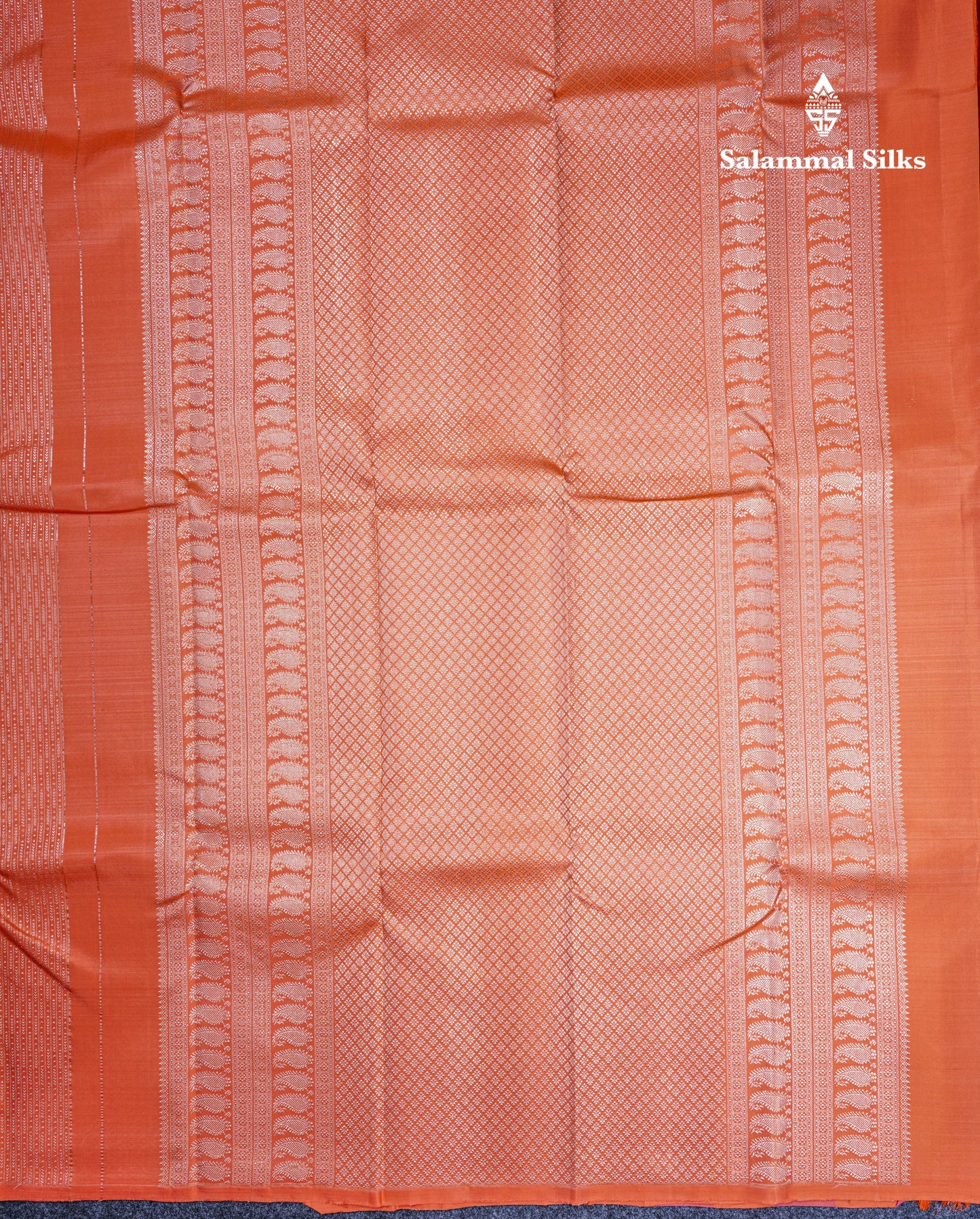 Pinkish Orange Fancy Pure Kanjivaram Silk Saree With Orange Blouse