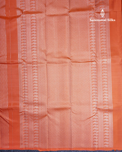 Pinkish Orange Fancy Pure Kanjivaram Silk Saree With Orange Blouse