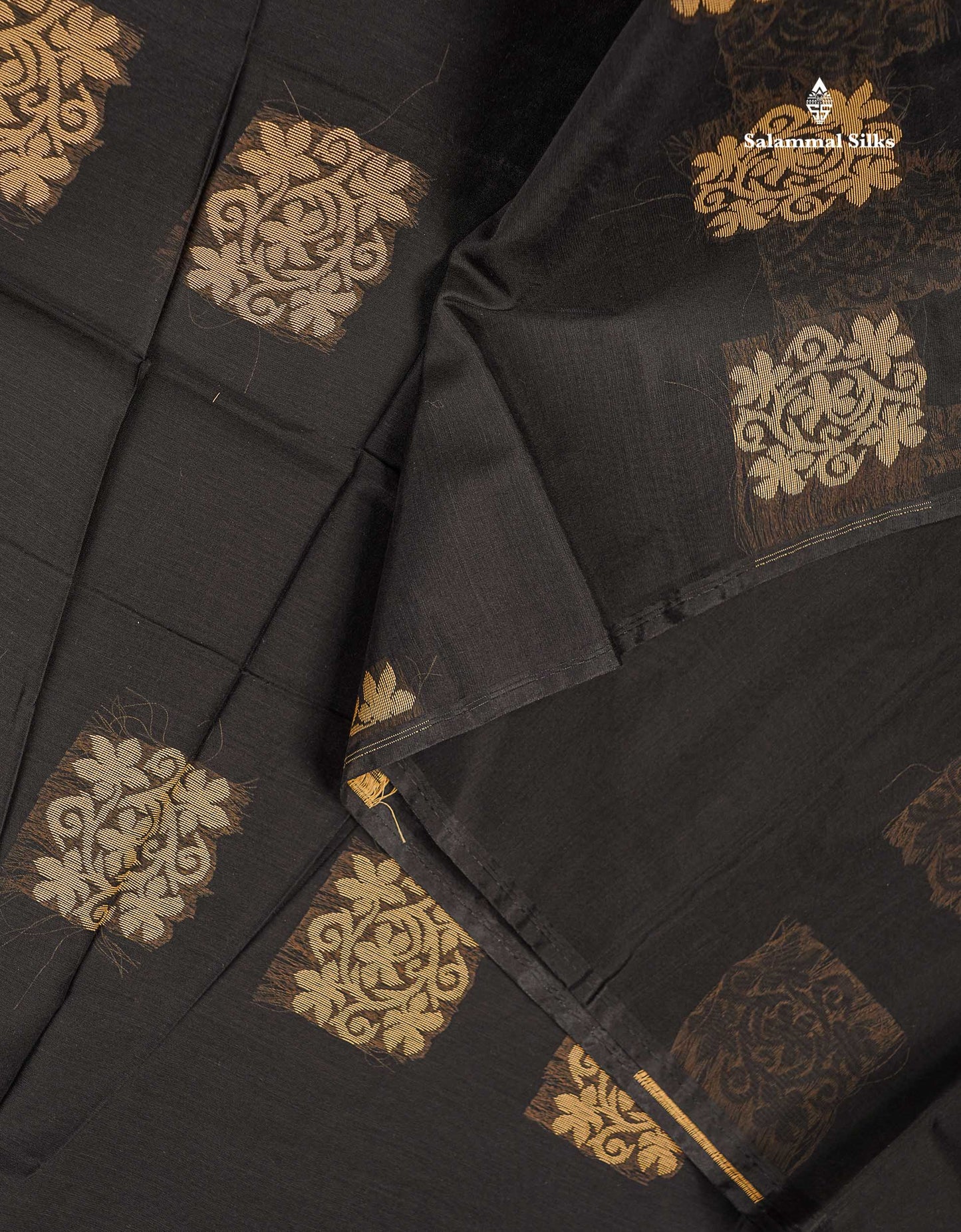 Kora Cotton Saree - Black Colour Thread Butta With Contrast Rani Pink Blouse