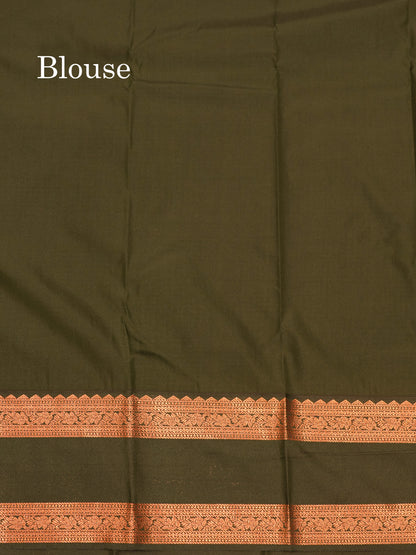 Manthulir Yellow Colour Small Checks Semi Silk Saree With Contrast Bottle Green Double Border
