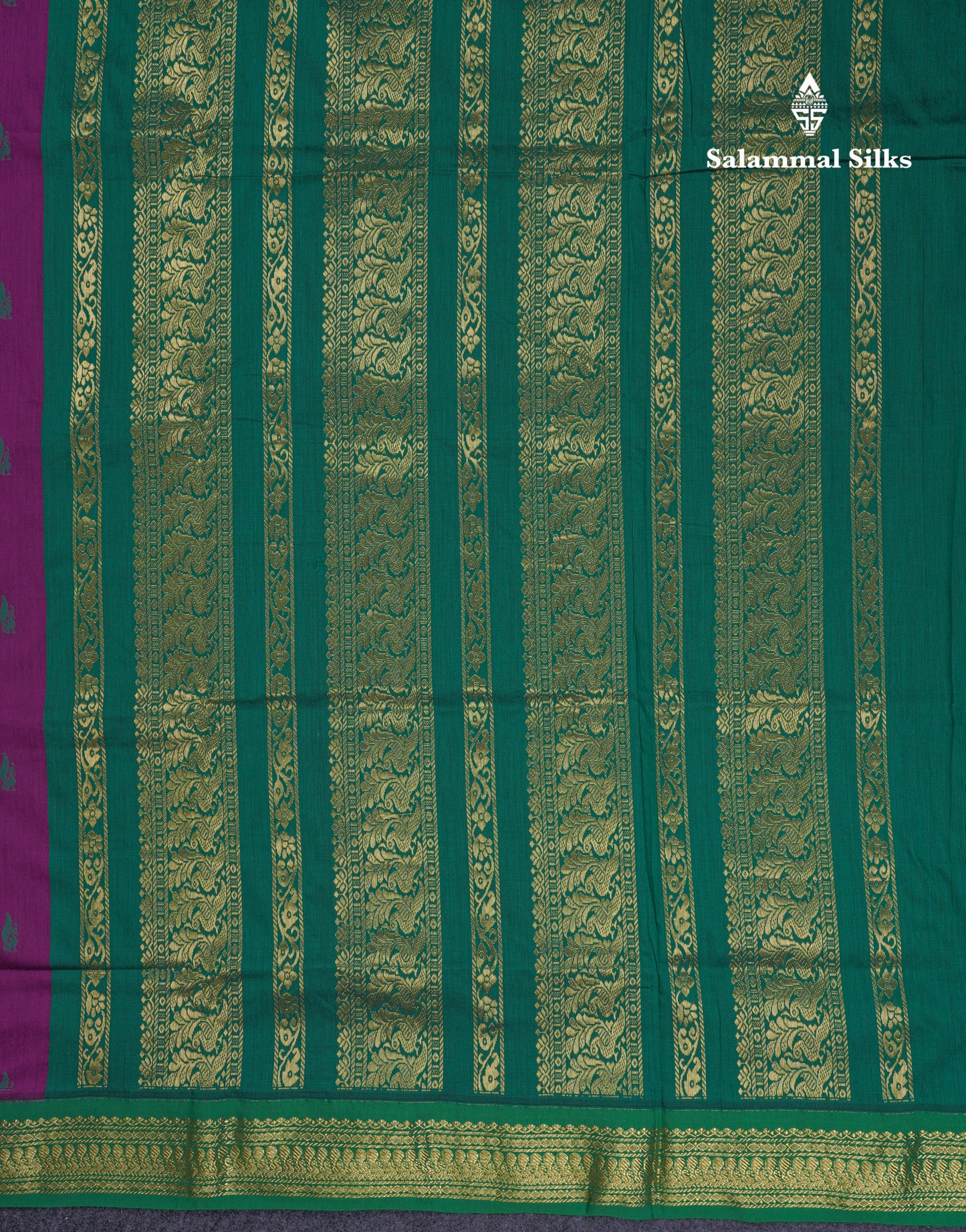 Beautiful Magenta Kalyani Cotton Saree With Contrast Saffire Green Blouse