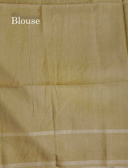 Semi Tussar Saree - Peach Colour Body With Plain Border