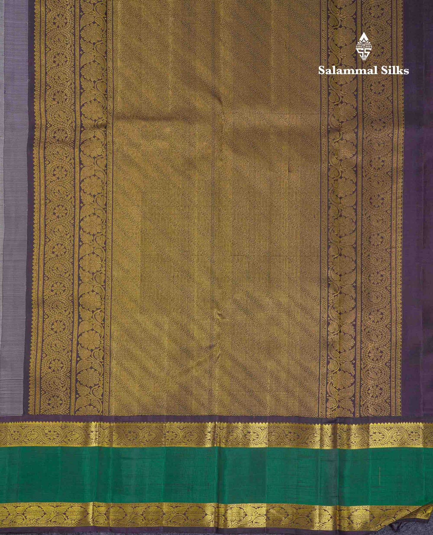 Korvai Beautiful Cream Sandal Pure Kanjivaram Silk Saree With Traditional Rettapet Border