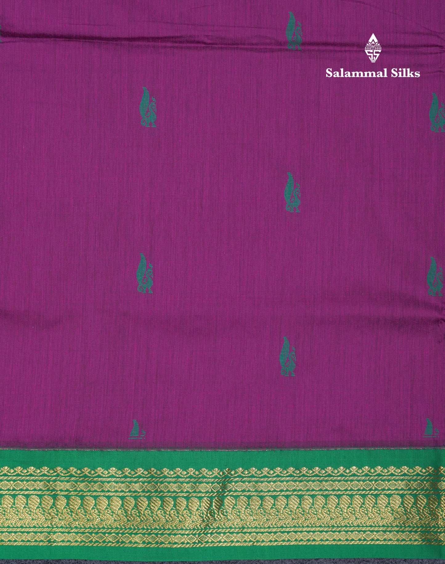 Beautiful Magenta Kalyani Cotton Saree With Contrast Saffire Green Blouse