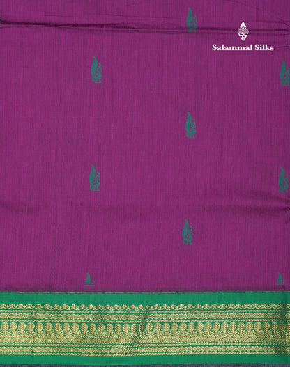 Beautiful Magenta Kalyani Cotton Saree With Contrast Saffire Green Blouse