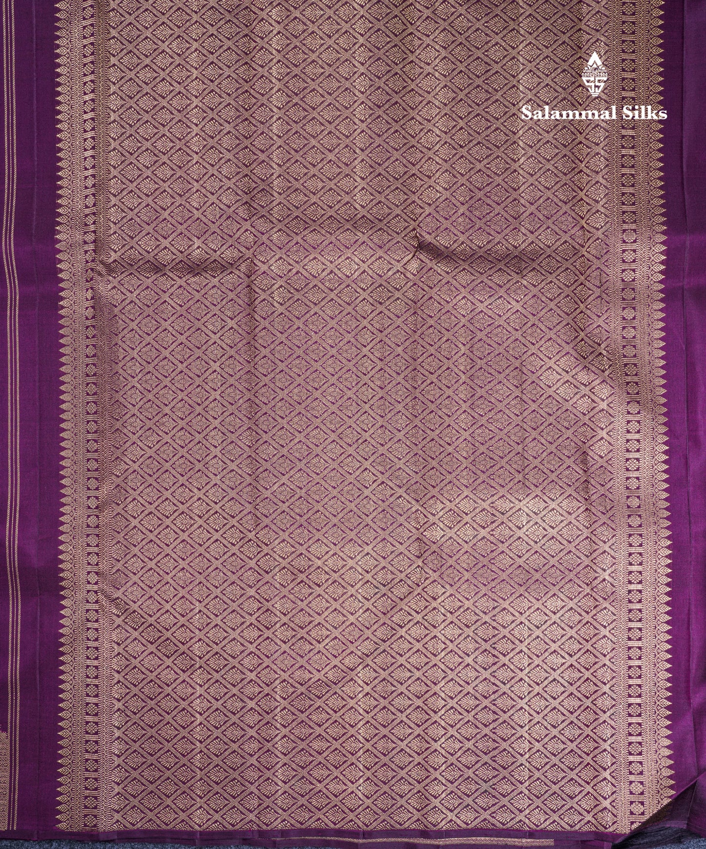 Dark Purple Pure Kanjivaram Silk Saree With Fancy Turning Border