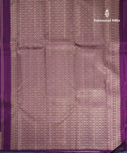 Dark Purple Pure Kanjivaram Silk Saree With Fancy Turning Border