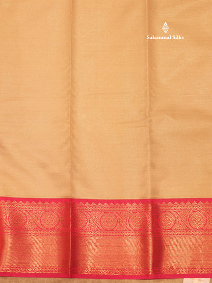 Sandal Colour Vaira Oosi Semi Silk Saree With Contrast Pink Border