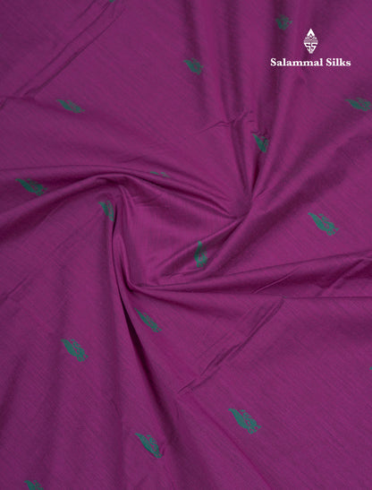 Beautiful Magenta Kalyani Cotton Saree With Contrast Saffire Green Blouse