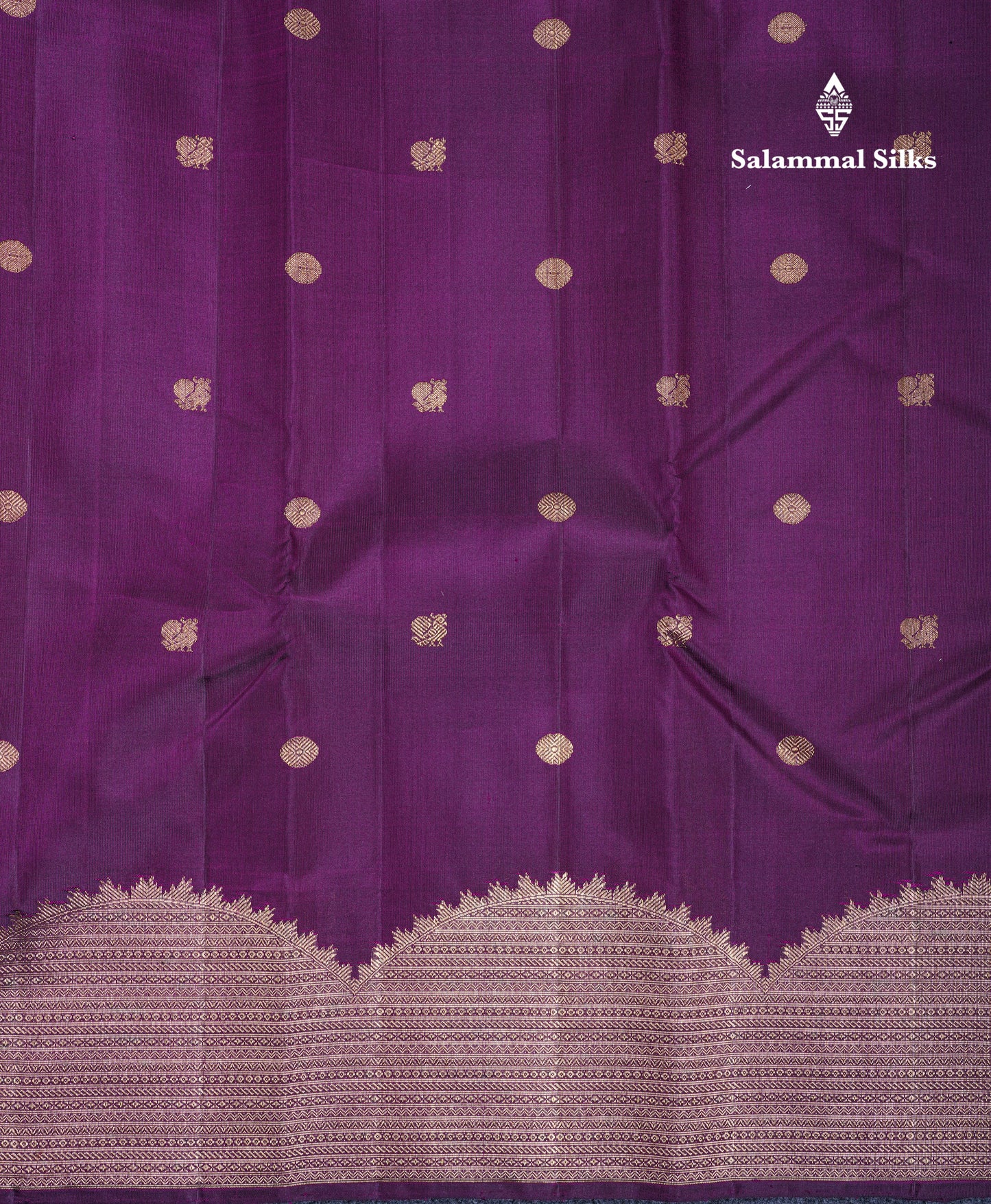 Dark Purple Pure Kanjivaram Silk Saree With Fancy Turning Border