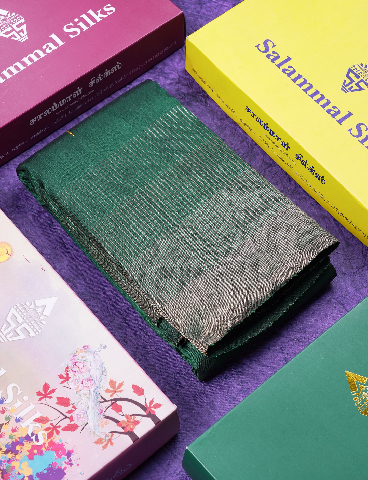 Beautiful Bottle Green Malli Moggu Pure Kanjivaram Silk Saree With Traditional 8Kol Temple Border