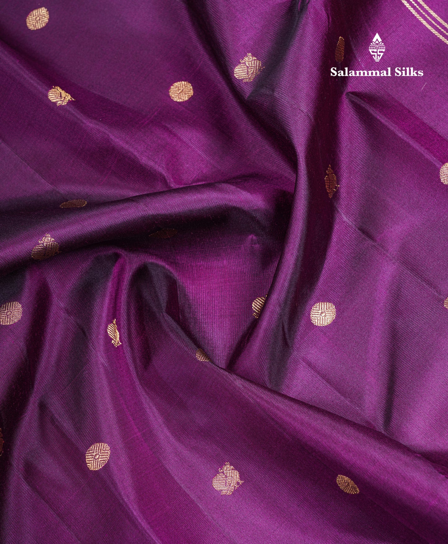 Dark Purple Pure Kanjivaram Silk Saree With Fancy Turning Border