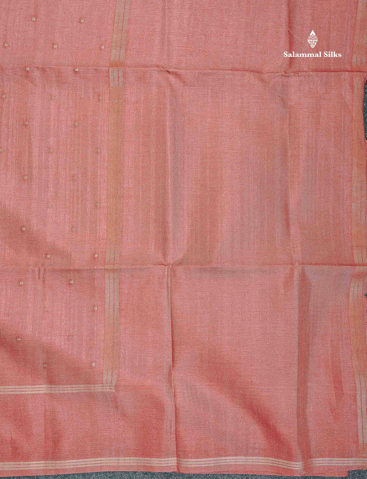 Semi Tussar Saree - Peach Colour Body With Plain Border