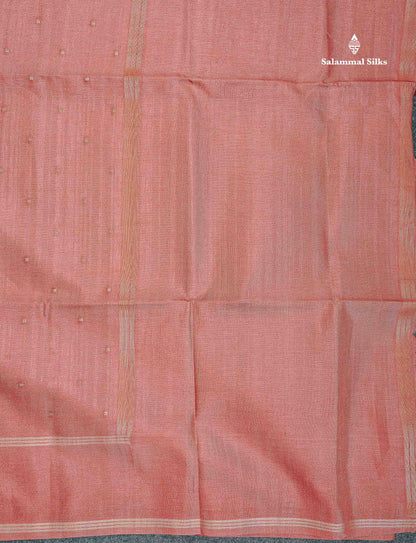 Semi Tussar Saree - Peach Colour Body With Plain Border