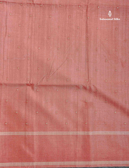 Semi Tussar Saree - Peach Colour Body With Plain Border