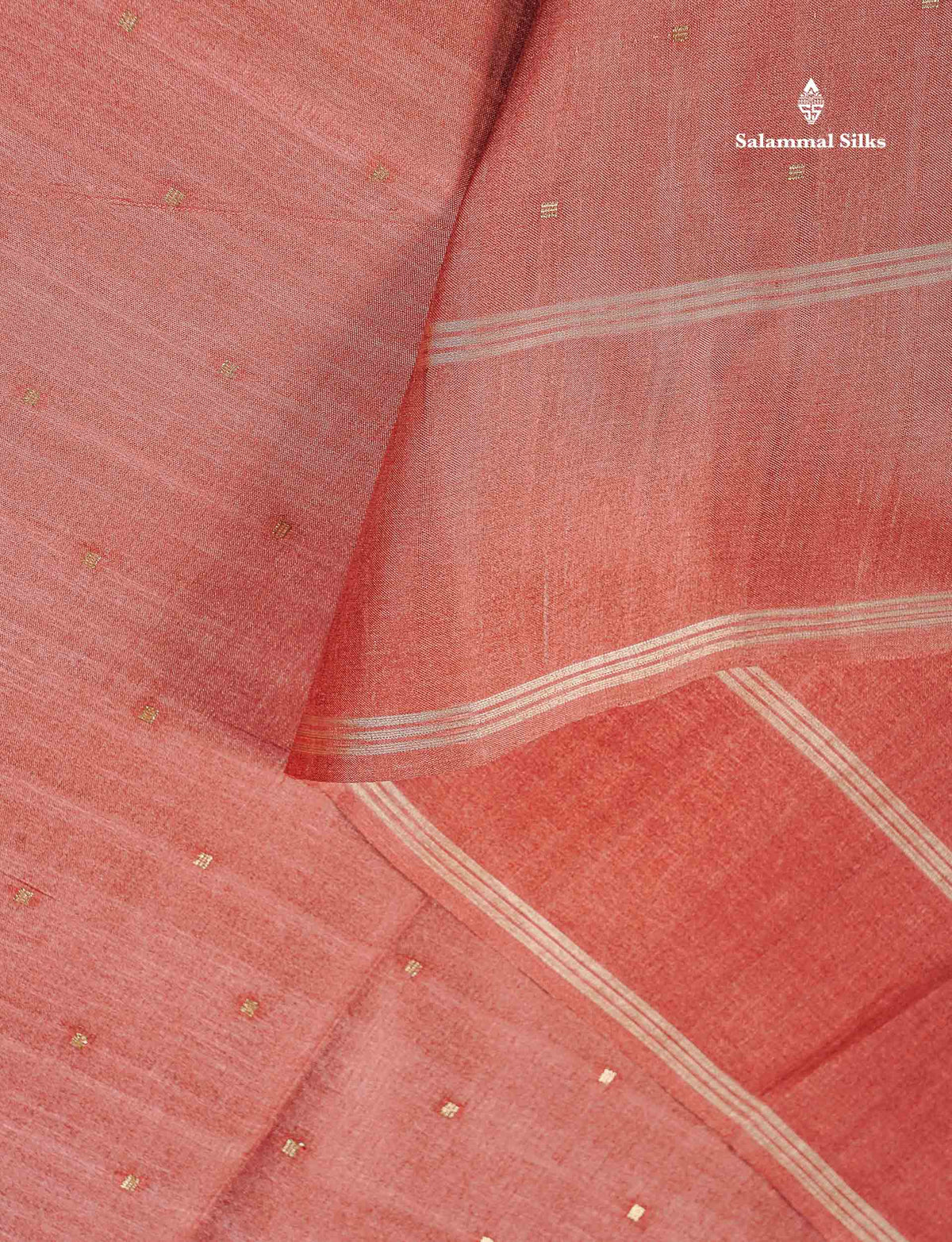 Semi Tussar Saree - Peach Colour Body With Plain Border