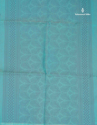 Beautiful Sapphire Blue Fancy Kora Cotton Saree With Blouse
