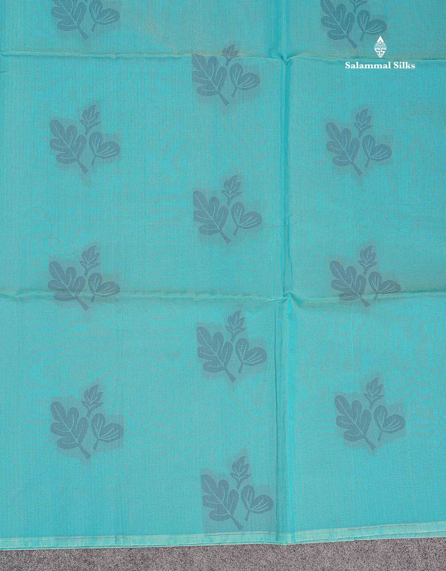 Beautiful Sapphire Blue Fancy Kora Cotton Saree With Blouse