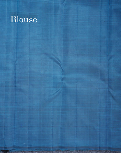 Ramar Blue Plain Pure Kanjivaram Silk Saree With Traditional Temple Border