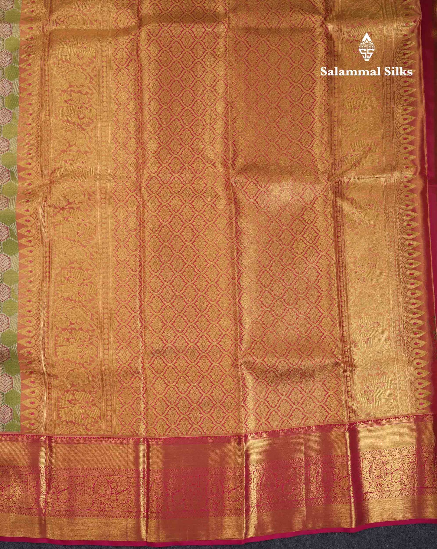 Beautiful Green Menakari Work Tissue Bridal Pure Kanjivaram Silk Saree With Contrast Pink Traditional Evening Morning Border
