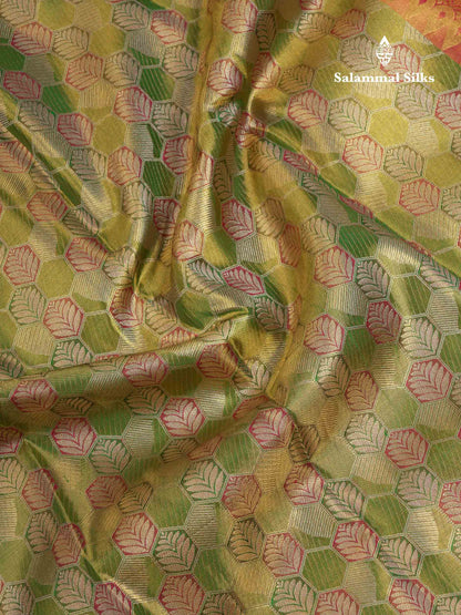Beautiful Green Menakari Work Tissue Bridal Pure Kanjivaram Silk Saree With Contrast Pink Traditional Evening Morning Border