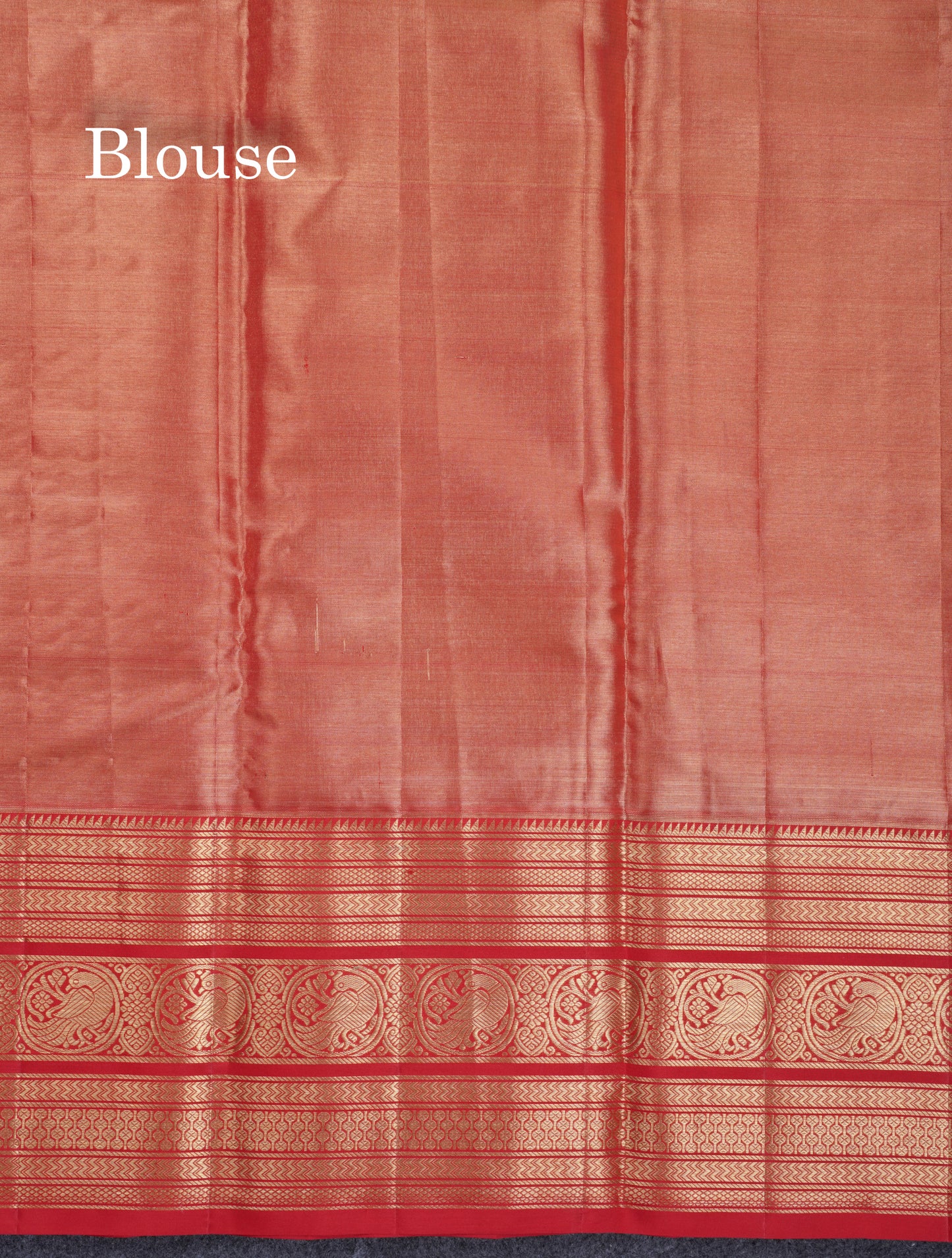 Beautiful Beige Tissue Bridal Pure Kanjivaram Silk Saree With Contrast Chilly Red Traditional Border