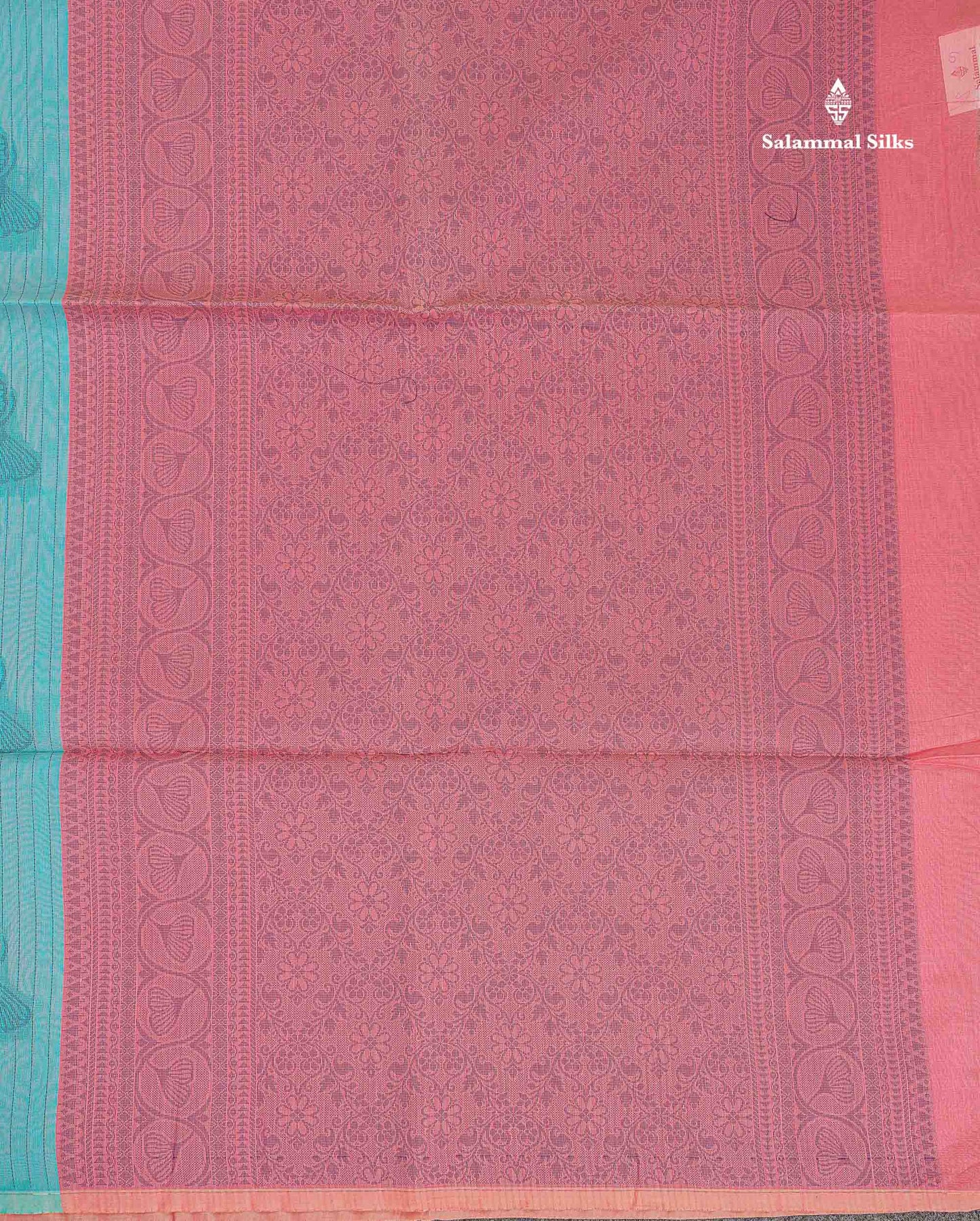 Sky Blue Beautiful Fancy Kora Cotton Saree With Contrast Baby Pink Blouse
