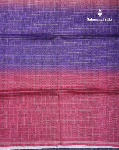 Multicolour Fancy Body Checks Cotton Mix Saree With Floral Kalamkari Blouse