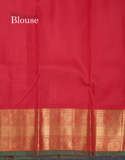 Koravi White Pure Kanjivaram Silk Saree With Contrast Chilly Red Traditional Border