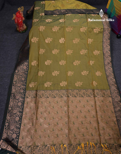 Beautiful Manthulir Yellow Semi Silk Saree With Contrast Pink Fancy Border