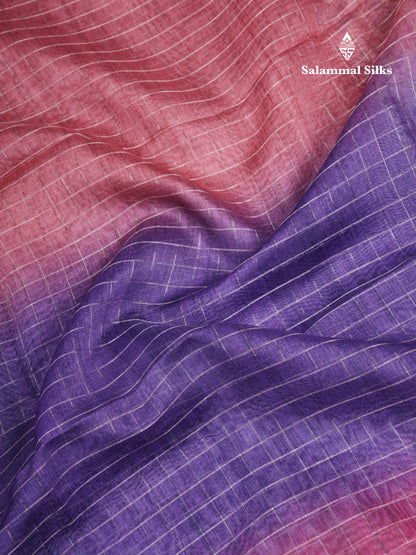 Multicolour Fancy Body Checks Cotton Mix Saree With Floral Kalamkari Blouse