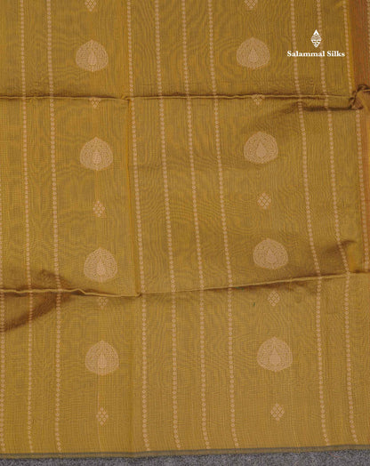 Mehandhi Green Beautiful Fancy Kora Cotton Saree With Contrast Maroon Blouse