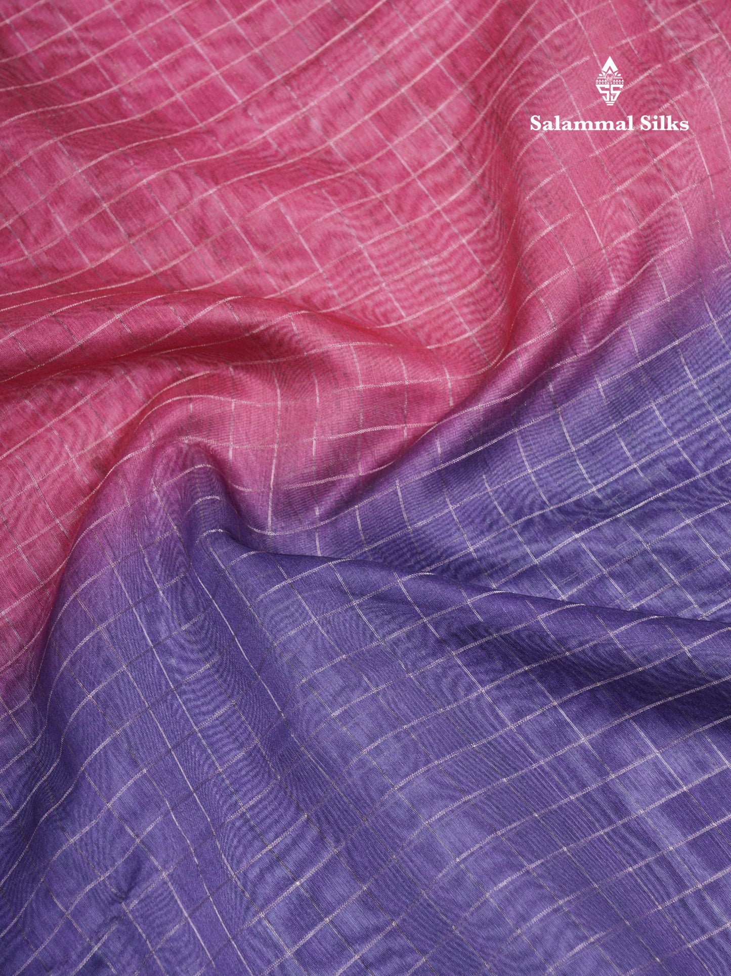 Multicolour Fancy Body Checks Cotton Mix Saree With Floral Kalamkari Blouse