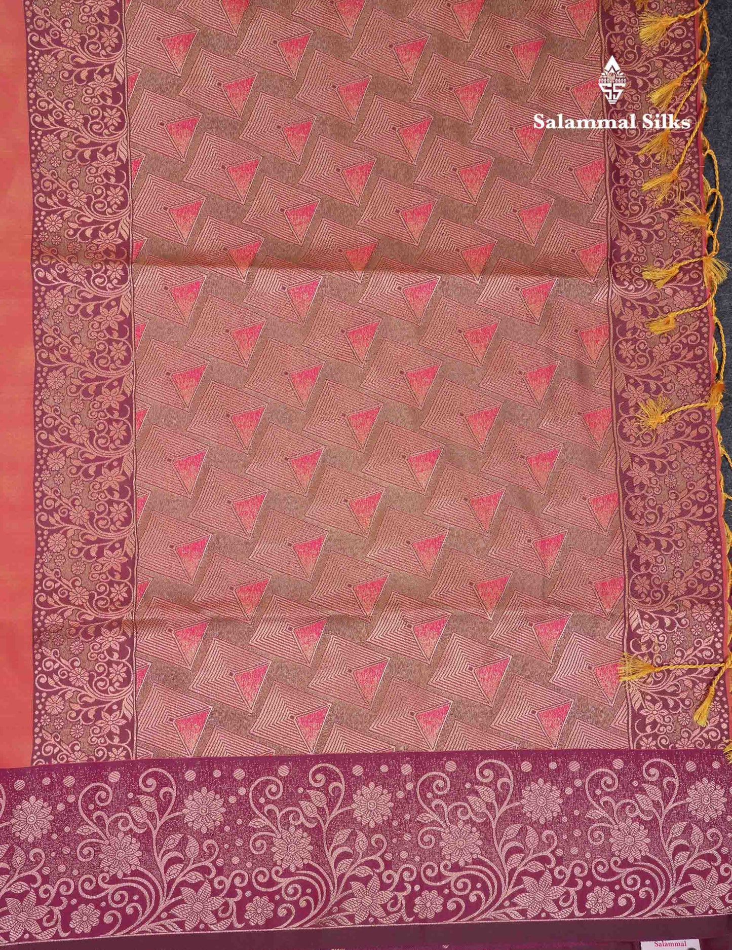 Beautiful Manthulir Yellow Semi Silk Saree With Contrast Pink Fancy Border