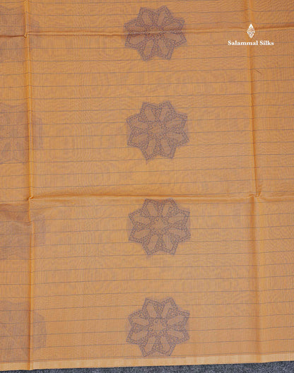 Peach Beautiful Fancy Kora Cotton Saree With Contrast Sky Blue Blouse
