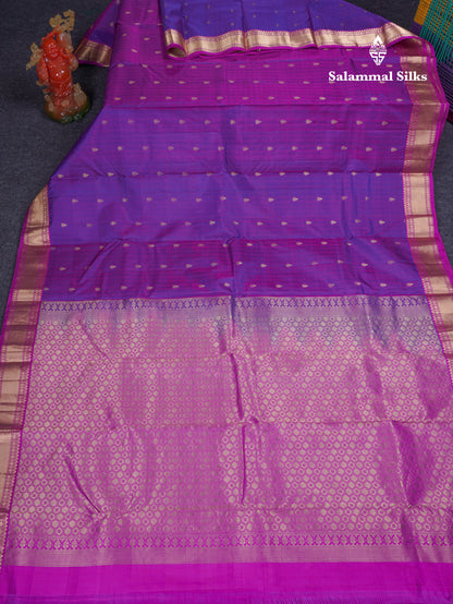 Vadamalli Pure Kanjivaram Silk Saree With Contrast Magenta Pink Traditional Small Border